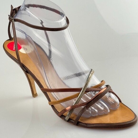 Giuseppe Zanotti Womens Strappy Metallic Leather Heels Size 9B Made In Italy - Picture 7 of 13